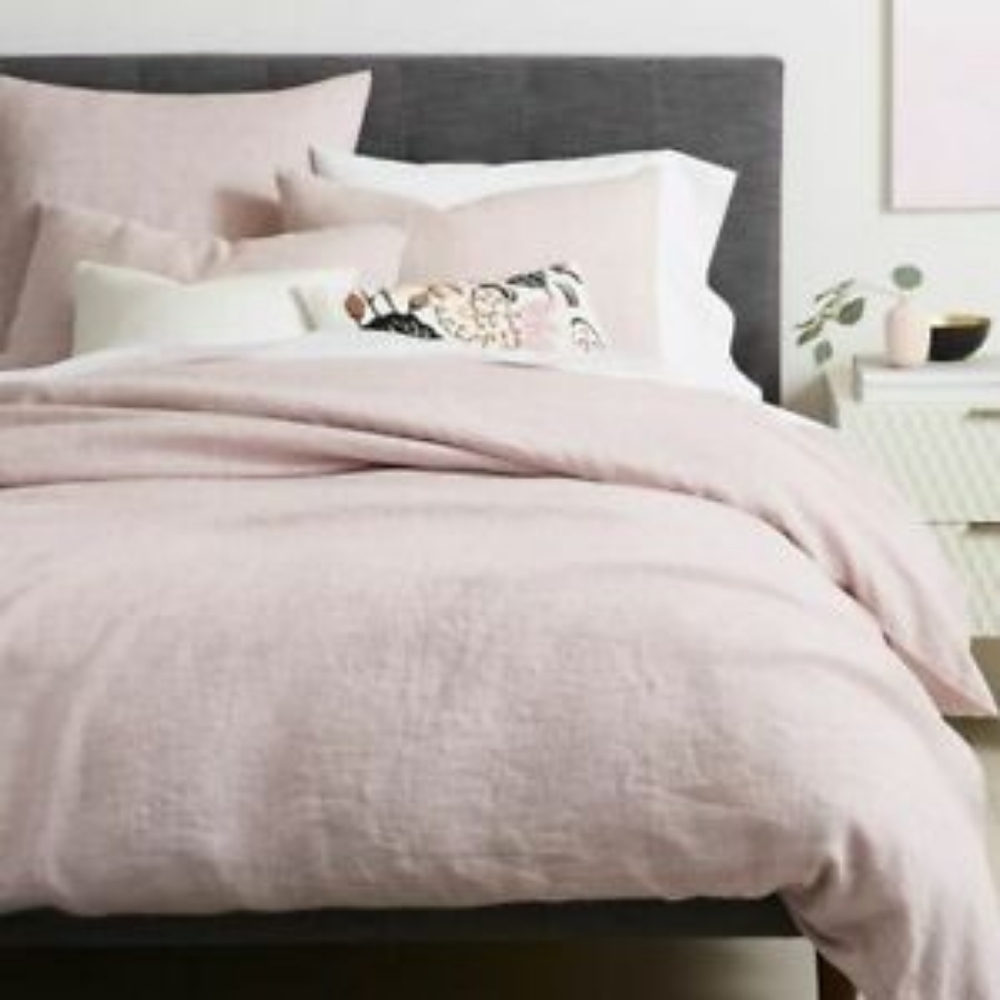 West Elm Dusty Rose Belgian linen Duvet